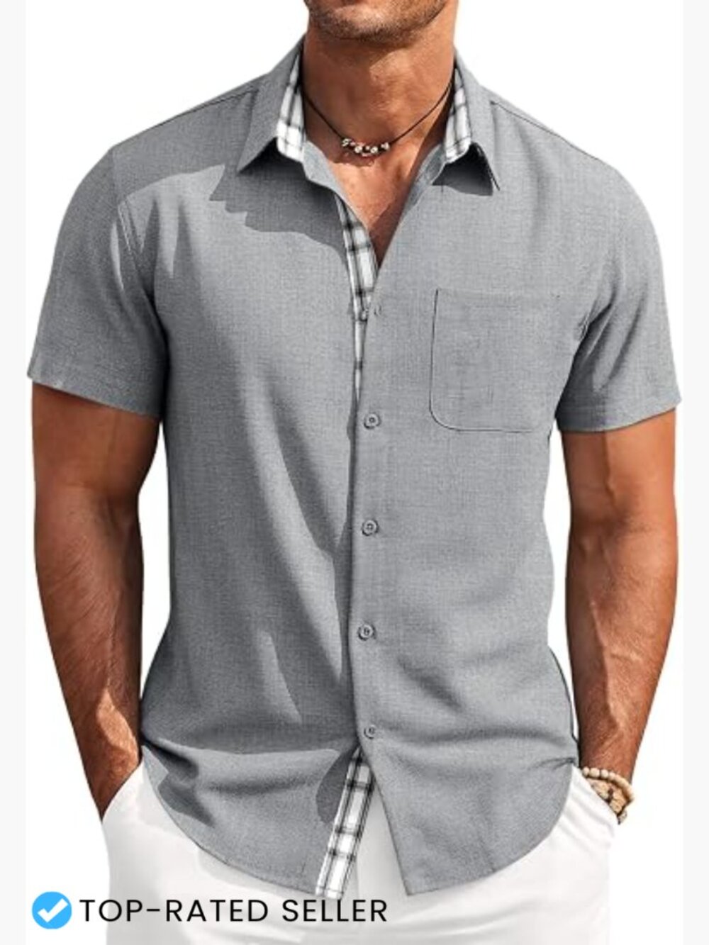 Short Sleeve Button Down Shirt Casual Summer Beach Vacation Wedding Top Pocket